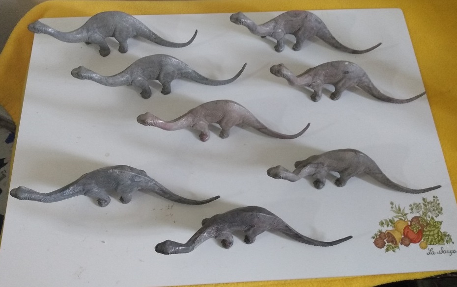 MARBLED MARX BRONTOSAURUS FIGURES