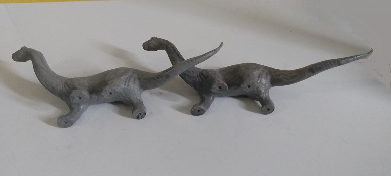 REVISED MARBLED MARX BRONTOS WITH SMALL MOLD MARKING UNDER FEET