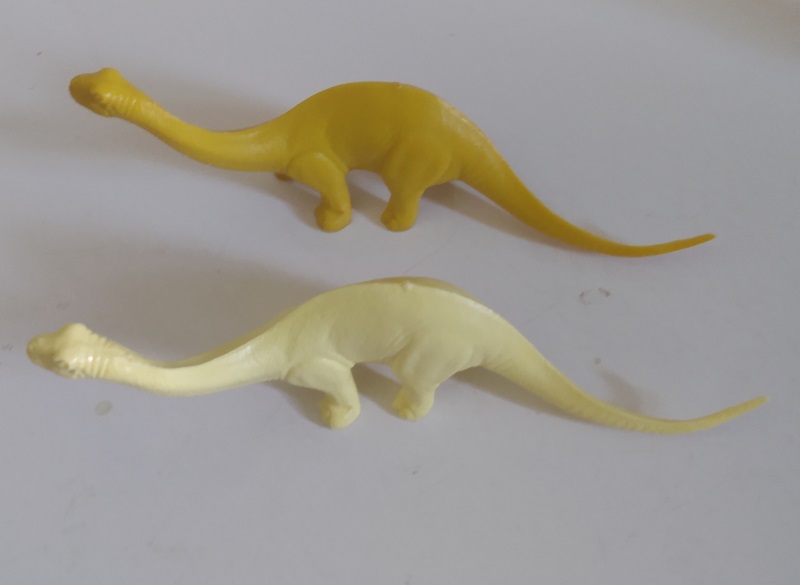 TWO YELLOW MARX TYPE BRONTOS