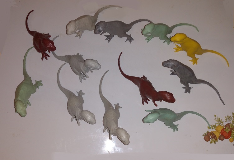DOZEN MARX TYPE TWO TYRANNOSAURS REX
