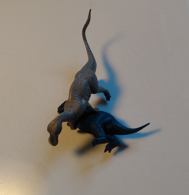 MARX ALLOSAURS GETTING BEAT UP BY A MARX TRACHODON