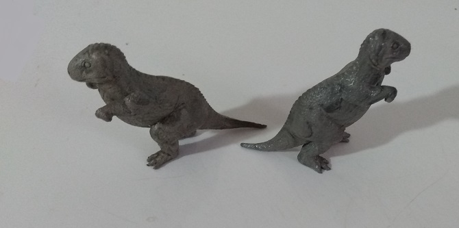 TWO GRAY MARX ALLOSAURUS FIGURES