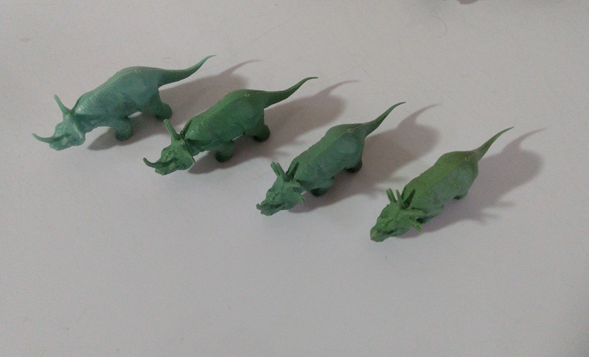 FOUR GREEN STYRACOSAURUS
