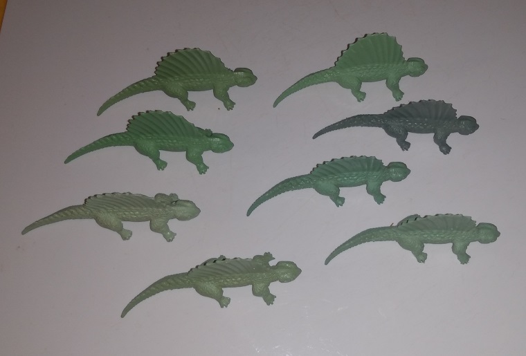 EIGHT GREEN MARX DIMETRODONS