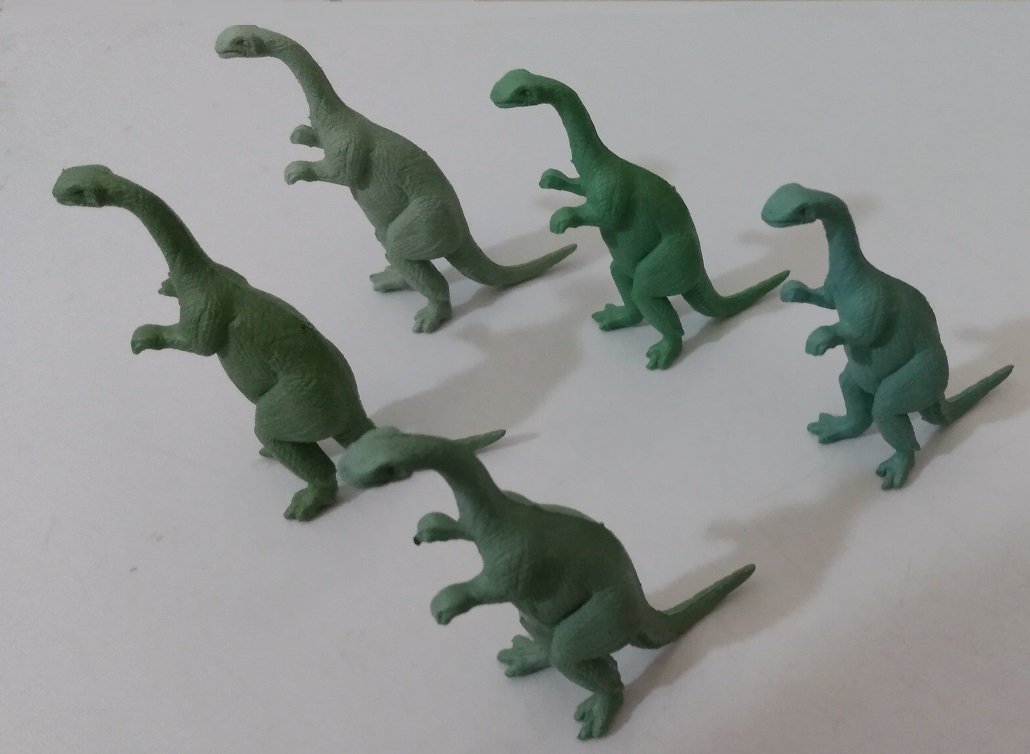 FIVE GREEN MARX PLATEOSAURUS FACING LEFT