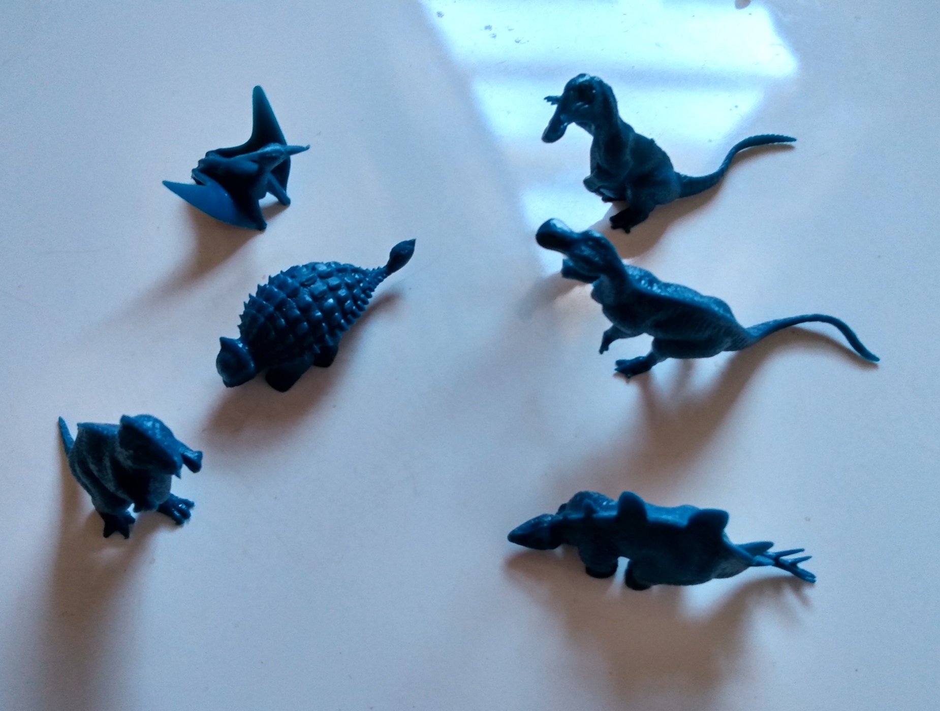 MARX COBALT BLUE DINOSAURS COMPLETE SET OF SIX