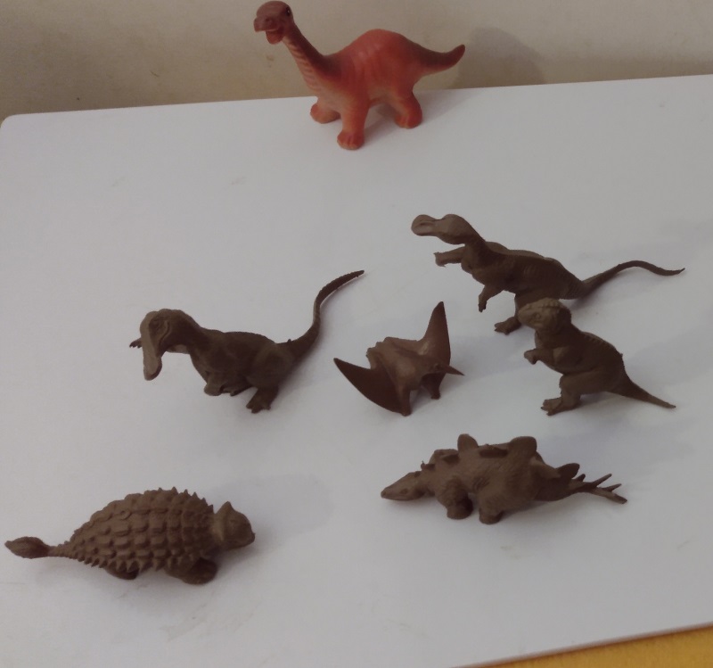 MARX CHOCOLATE MILK BROWN MEDIUM MOLD GROUP WITH SONNY PHOTOBOMBING