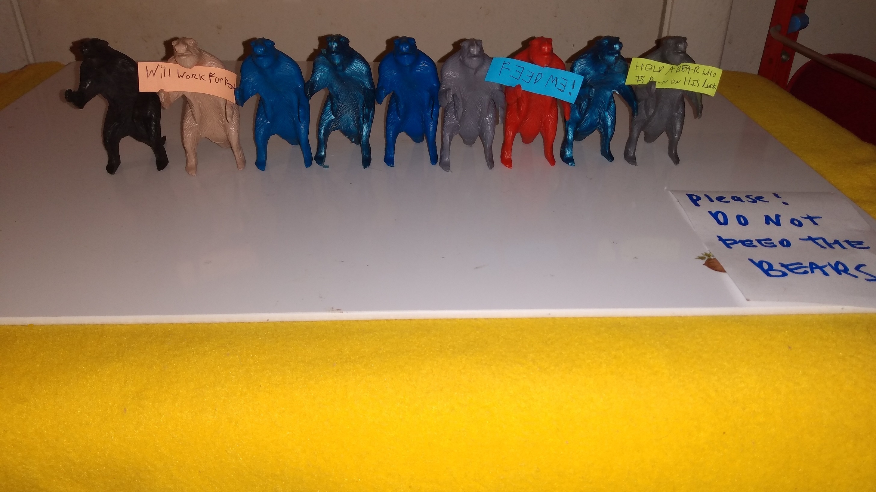 A PACK OF MPC MEGATHERIUM BEGGING FOR FOOD