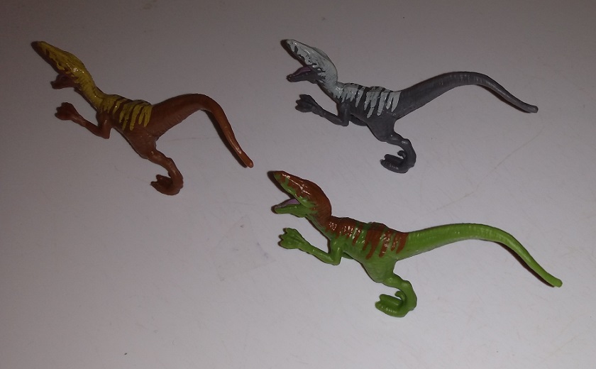 THREE JURASSIC WORLD VELOCIRAPTORS