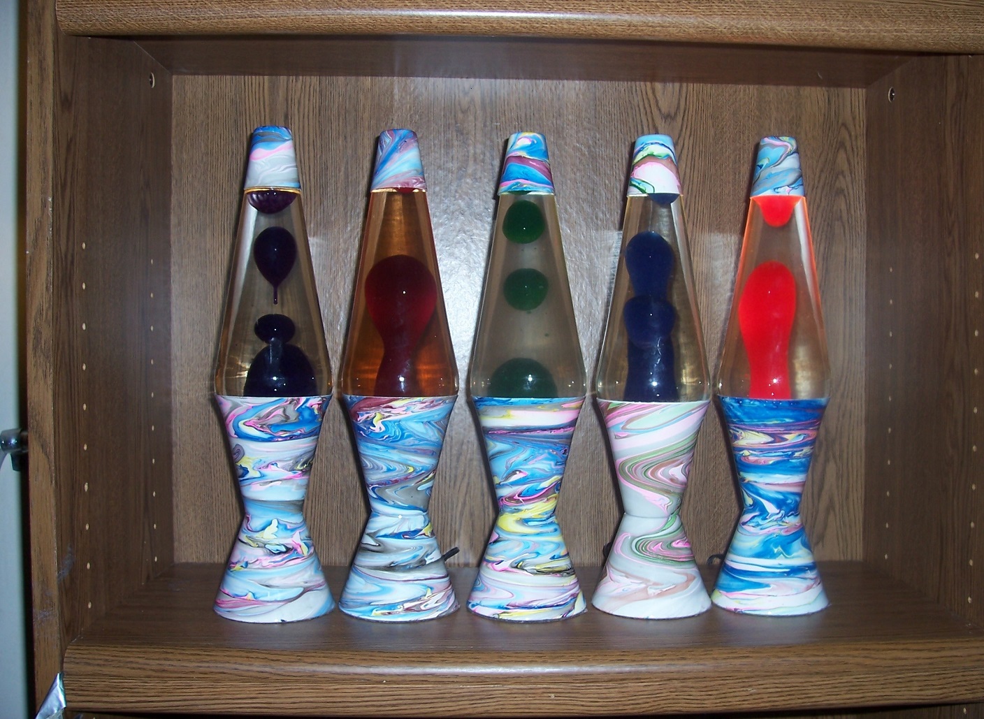 FIVE MULTI COLOR SWIRL LAVA LAMPS