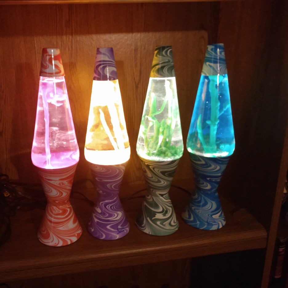 ALL FOUR SWIRL LAVA LAMP BASE COLORS