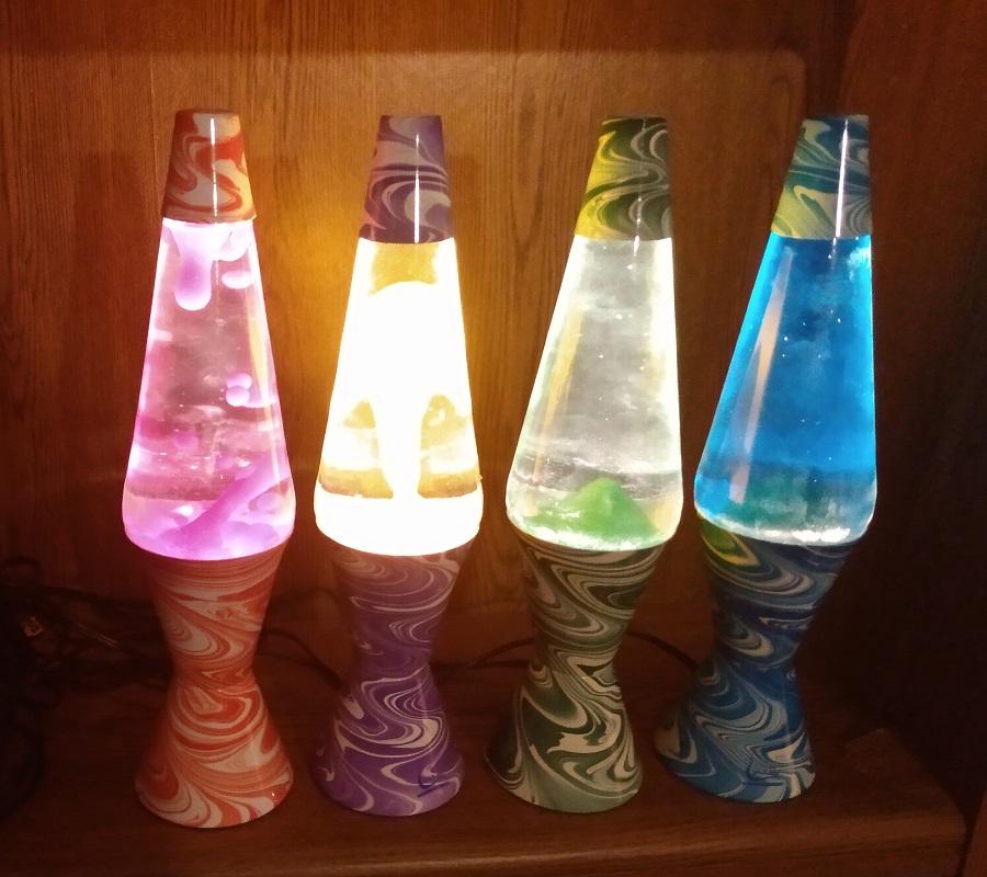 ALL FOUR SWIRL LAVA LAMP BASE COLORS