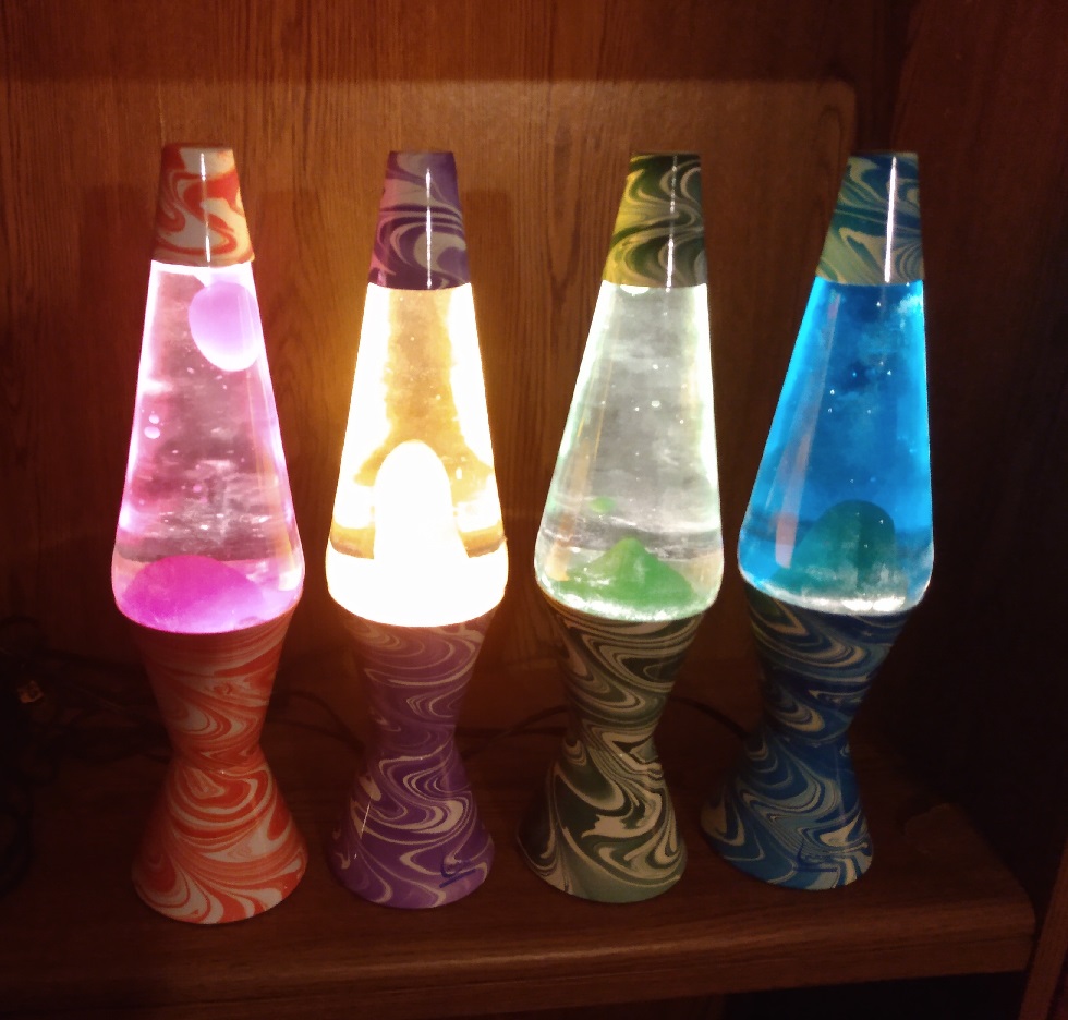 ALL FOUR SWIRL LAVA LAMP BASE COLORS