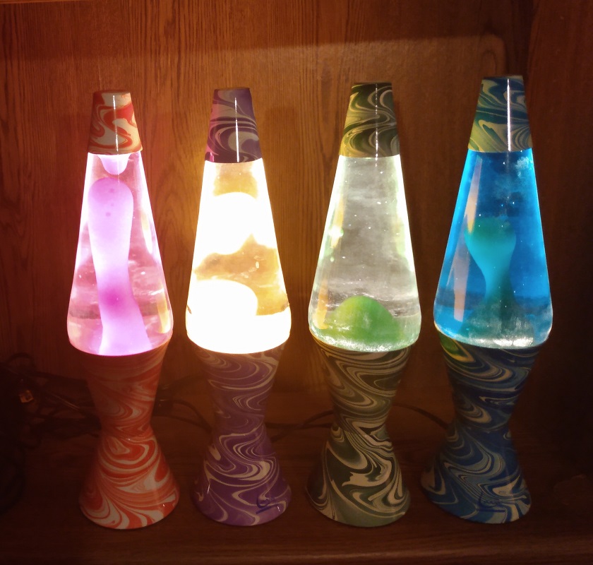 ALL FOUR SWIRL LAVA LAMP BASE COLORS