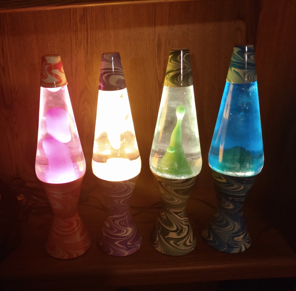 ALL FOUR SWIRL LAVA LAMP BASE COLORS