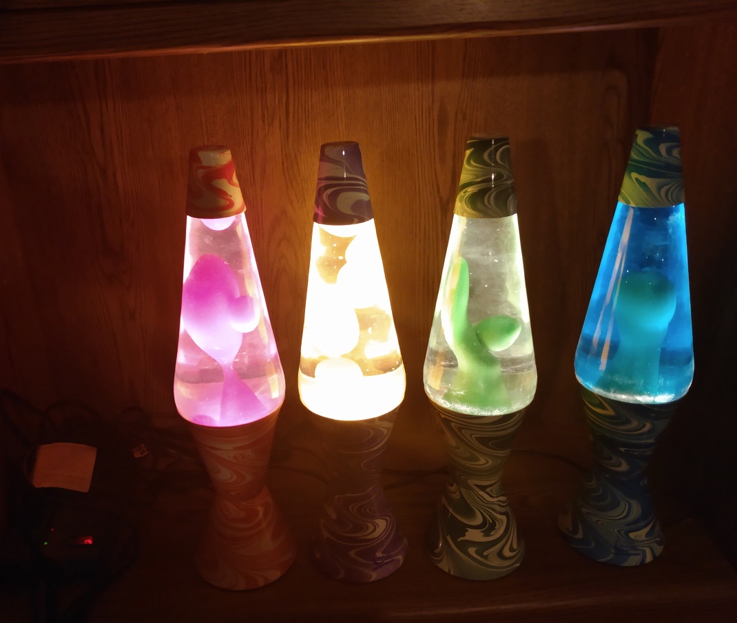 ALL FOUR SWIRL LAVA LAMP BASE COLORS