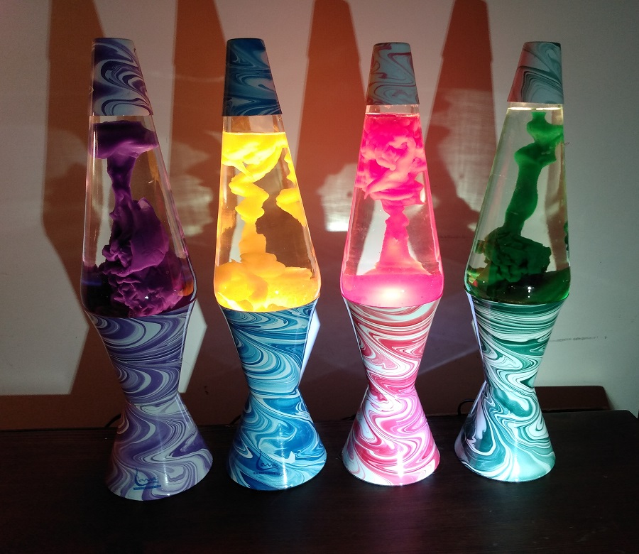 FOUR PSYCHEDELIC SWIRL LAVA LAMPS