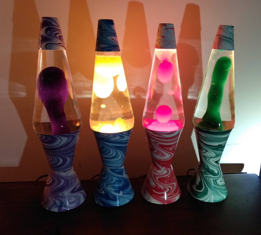 FOUR PSYCHEDELIC SWIRL LAVA LAMPS
