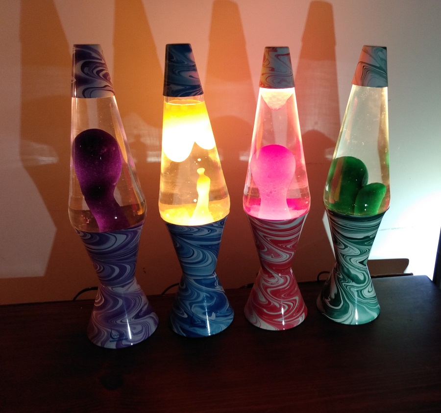 FOUR PSYCHEDELIC SWIRL LAVA LAMPS
