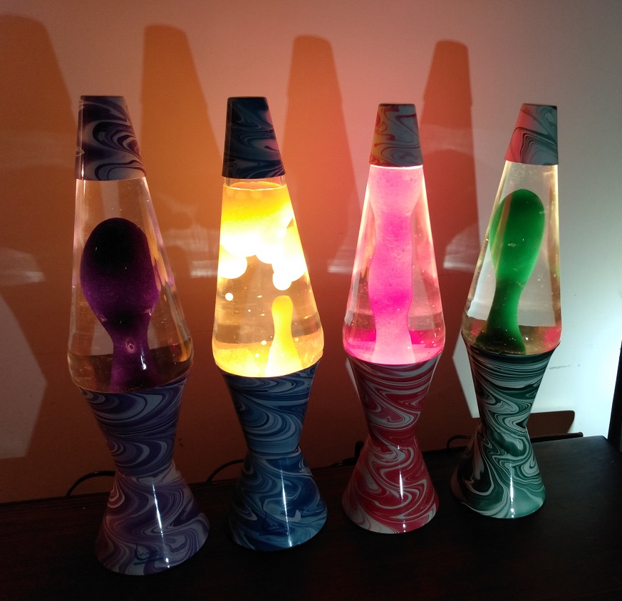 FOUR PSYCHEDELIC SWIRL LAVA LAMPS