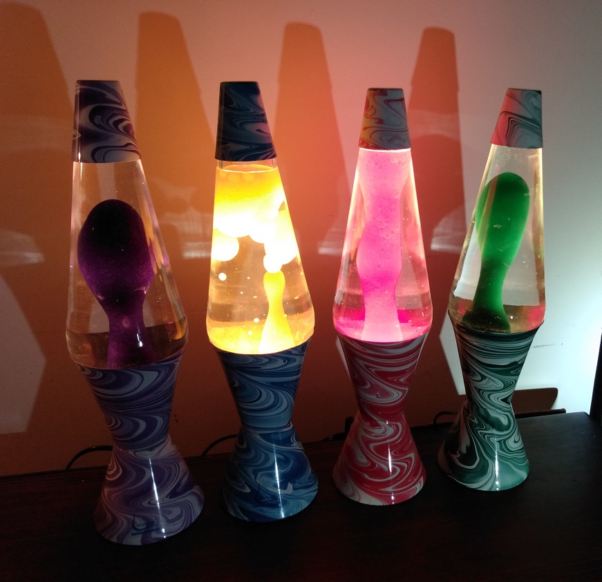 FOUR PSYCHEDELIC SWIRL LAVA LAMPS