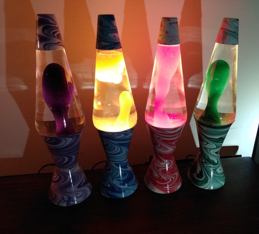 FOUR PSYCHEDELIC SWIRL LAVA LAMPS