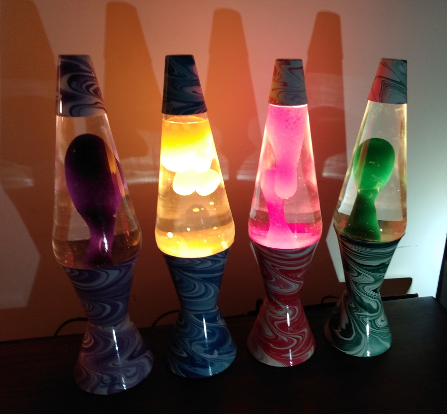 FOUR PSYCHEDELIC SWIRL LAVA LAMPS