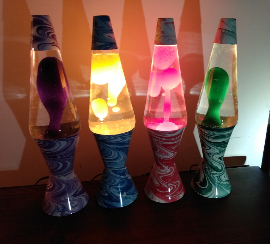 FOUR PSYCHEDELIC SWIRL LAVA LAMPS