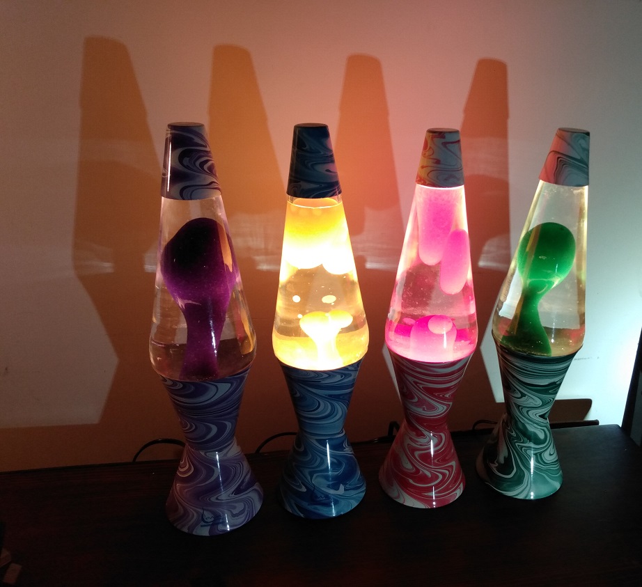 FOUR PSYCHEDELIC SWIRL LAVA LAMPS