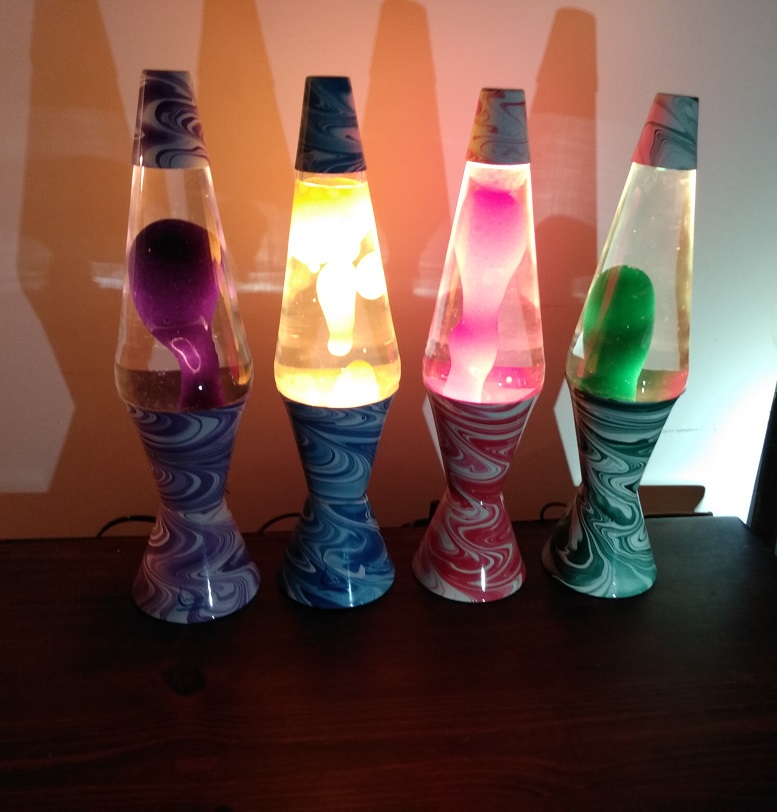 FOUR PSYCHEDELIC SWIRL LAVA LAMPS