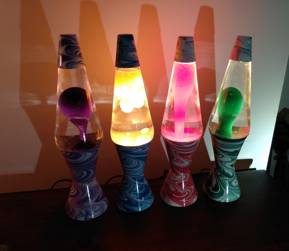 FOUR PSYCHEDELIC SWIRL LAVA LAMPS