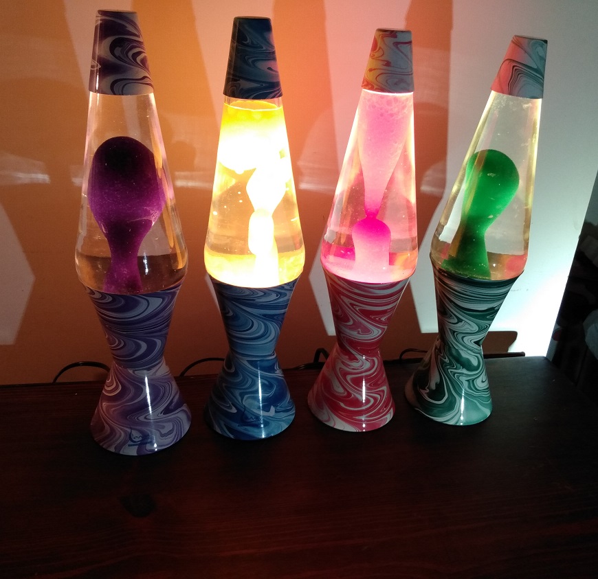 FOUR PSYCHEDELIC SWIRL LAVA LAMPS