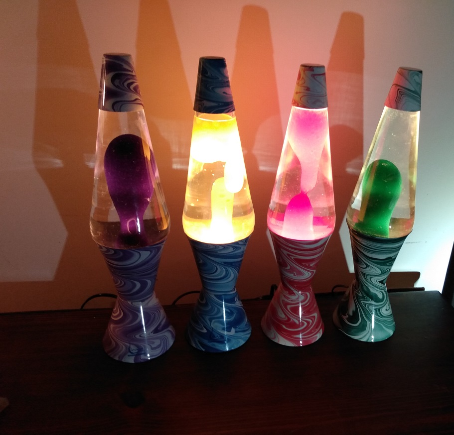 FOUR PSYCHEDELIC SWIRL LAVA LAMPS