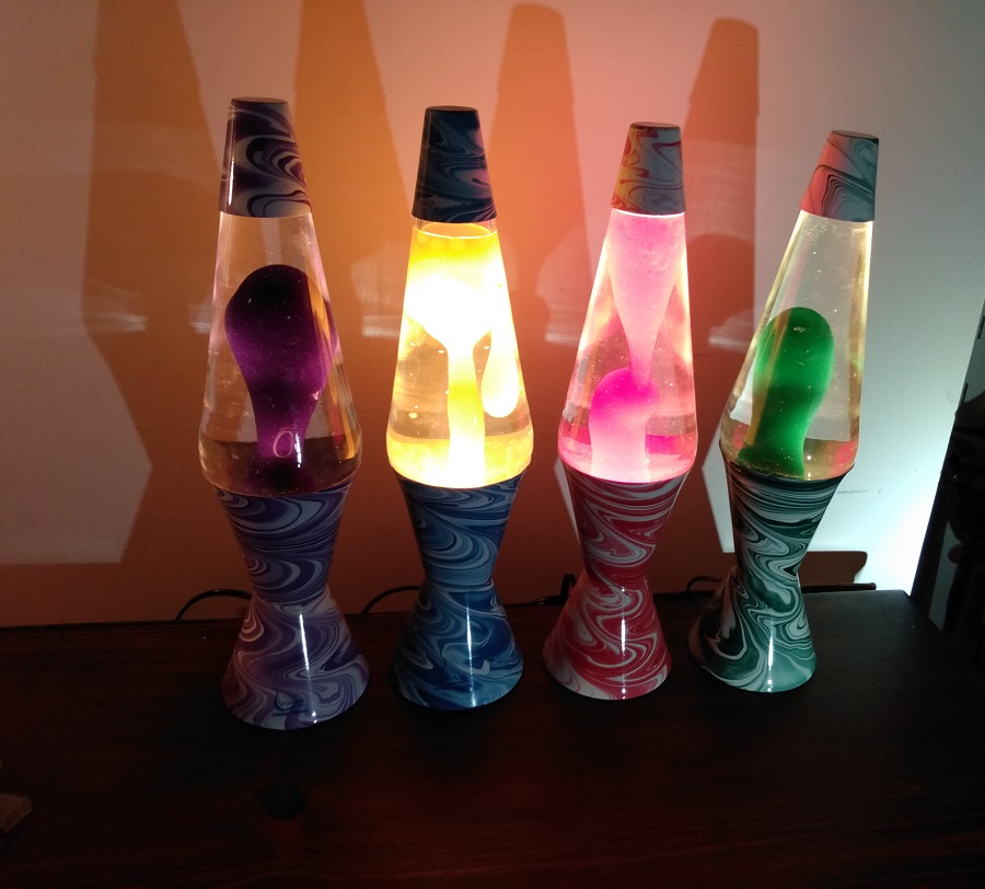 FOUR PSYCHEDELIC SWIRL LAVA LAMPS
