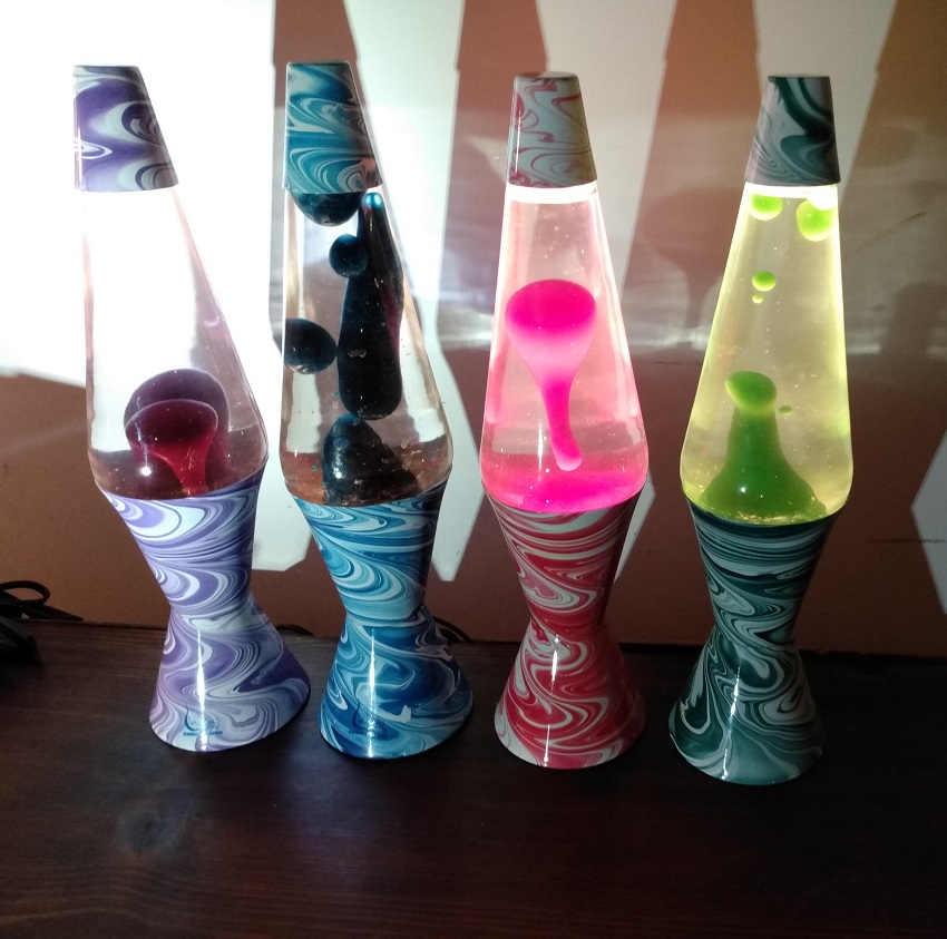 FOUR PSYCHEDELIC SWIRL LAVA LAMPS