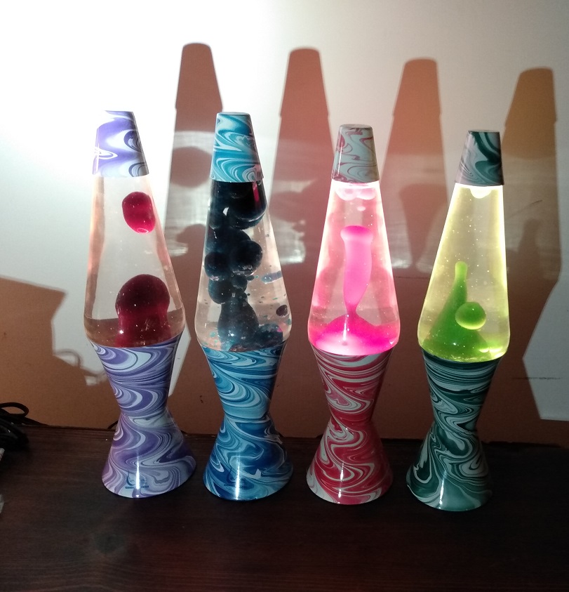 FOUR PSYCHEDELIC SWIRL LAVA LAMPS