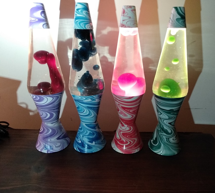 FOUR PSYCHEDELIC SWIRL LAVA LAMPS