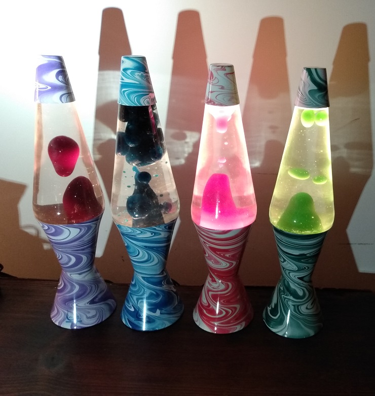 FOUR PSYCHEDELIC SWIRL LAVA LAMPS