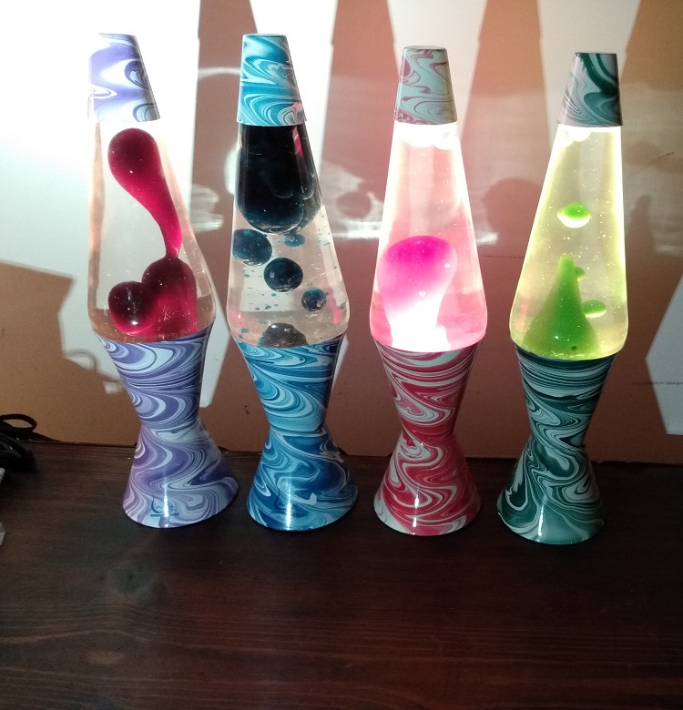 FOUR PSYCHEDELIC SWIRL LAVA LAMPS
