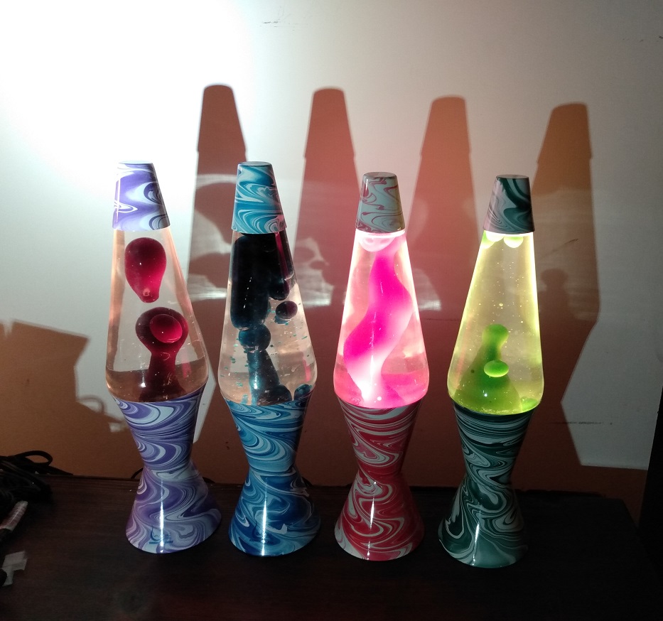 FOUR PSYCHEDELIC SWIRL LAVA LAMPS
