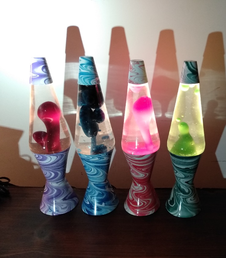 FOUR PSYCHEDELIC SWIRL LAVA LAMPS