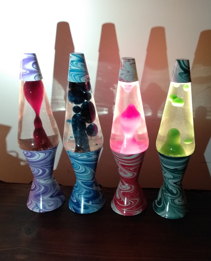 FOUR PSYCHEDELIC SWIRL LAVA LAMPS