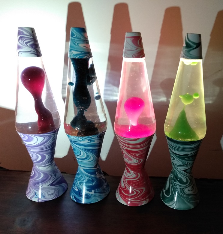 FOUR PSYCHEDELIC SWIRL LAVA LAMPS