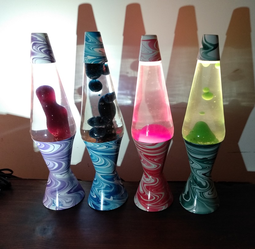 FOUR PSYCHEDELIC SWIRL LAVA LAMPS
