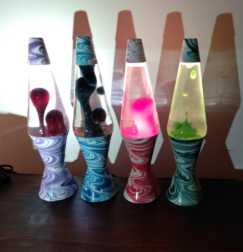 FOUR PSYCHEDELIC SWIRL LAVA LAMPS