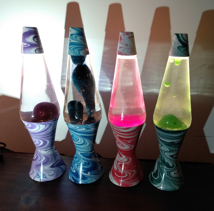 FOUR PSYCHEDELIC SWIRL LAVA LAMPS