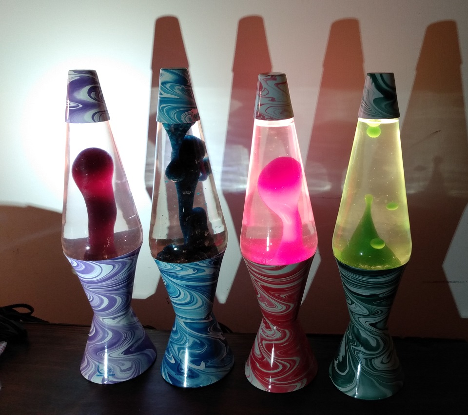 FOUR PSYCHEDELIC SWIRL LAVA LAMPS