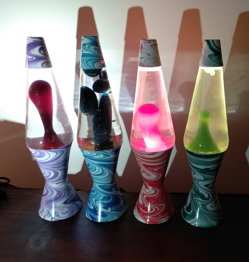 FOUR PSYCHEDELIC SWIRL LAVA LAMPS