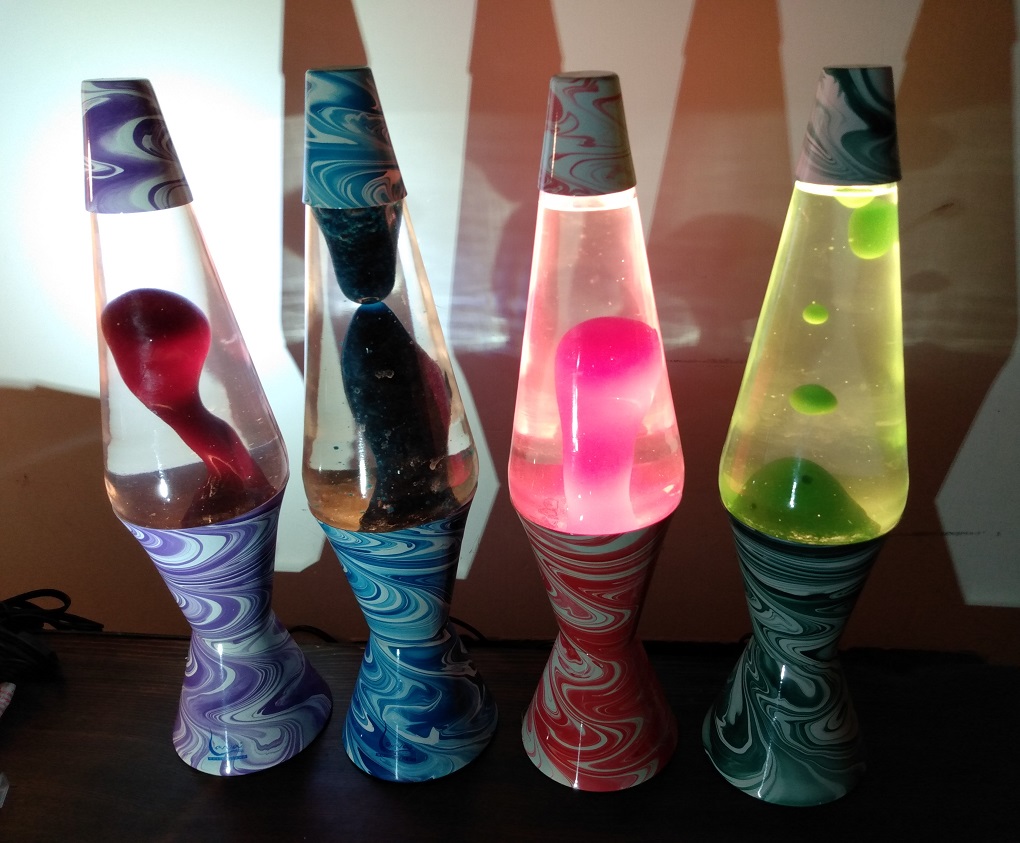 FOUR PSYCHEDELIC SWIRL LAVA LAMPS