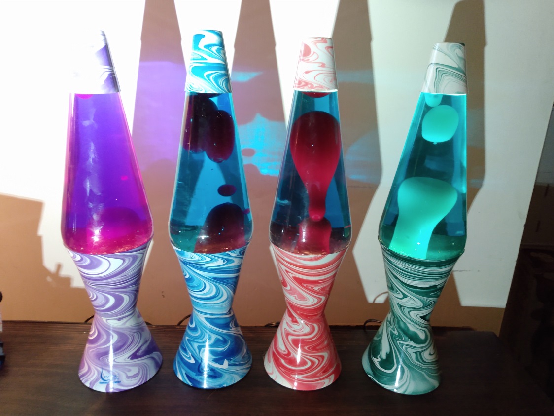 FOUR PSYCHEDELIC SWIRL LAVA LAMPS